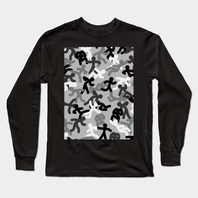 BATTLE OF STICKMAN WINTER CAMOUFLAGE Long Sleeve T-Shirt by Abrek Art